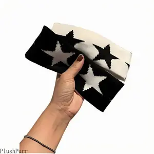 Unisex Knitted Embroidered Star Sports Headband Y2K Style Sweat-Absorbent Hair Accessory For Gym Running Yoga Casual Wear Trendy Comfortable Stretch Fit For Daily Activities vacation, One Size, Star Embroidery