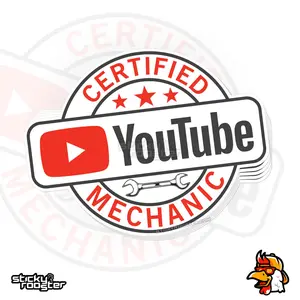 Certified YouTube Mechanic sticker 4 inches wide - funny weather resistant sticker