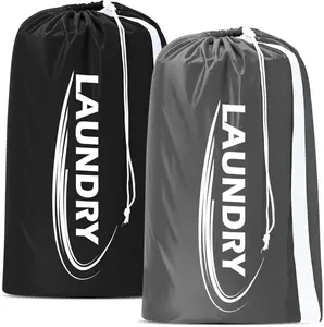 Laundry Bags 2 Pack XL Heavy Duty Travel Laundry Bag Rip Stop Dirty Clothes Shoulder Bag with Drawstring Easy Fit a Laundry Hamper or Basket Travel Essentials Durable Waterproof Non Faded Shrink Proof Plastic Resistant Thick Washable