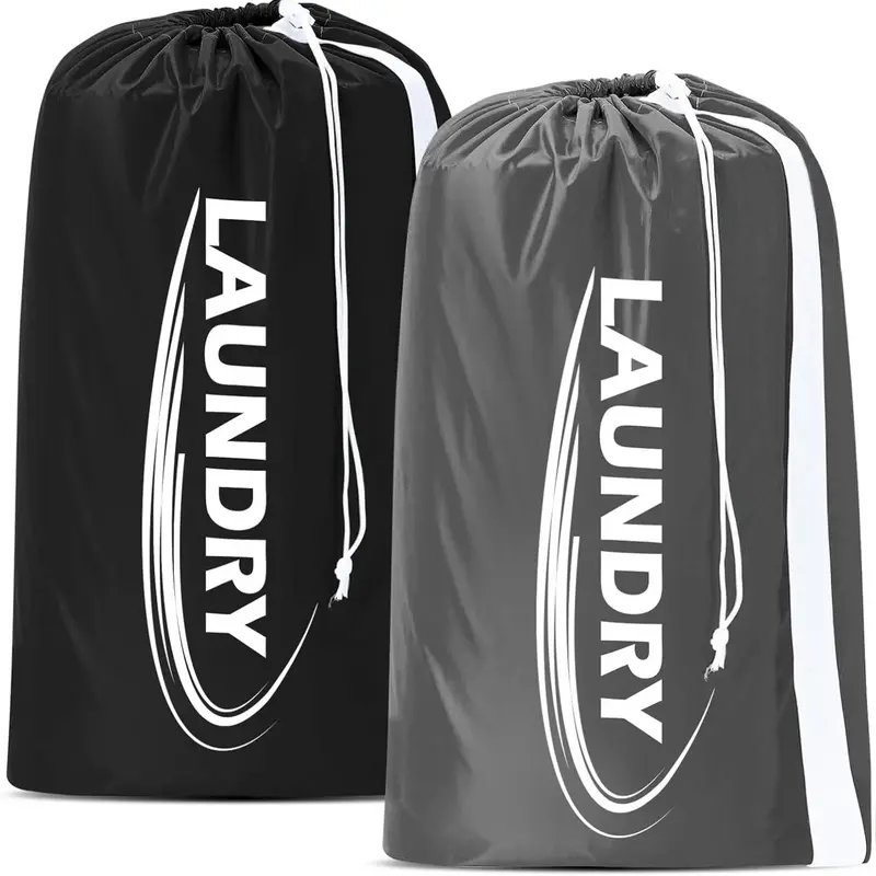 2-Pack XL Heavy-Duty Foldable Drawstring Washing Bags for Apartments, Dorms - Thick, Waterproof, Non-Fade, Shrink-Proof, Plastic-Resistant, Durable Home Laundry Accessories with Shoulder Strap, Spill-Resistant Bag, Hamper/Basket Fit