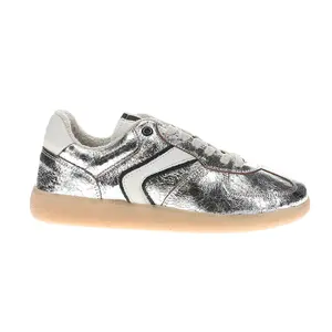 Shu Shop Womens Sylvia Metallic Lace Up Sneakers Shoes Casual - Silver