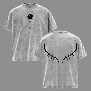 Asta Pump Cover Gym T-Shirt, Black Clover Anime Workout Tee, Oversized Vintage Washed Gym Shirt, Heavy Cotton Streetwear Fitness Top