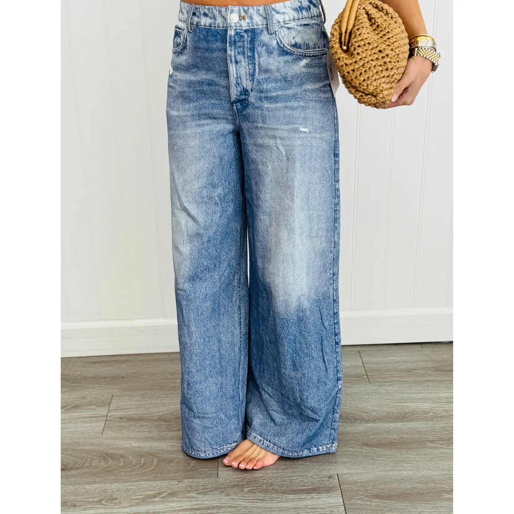 Illusion Remix Denim Blue Printed Terry Pants (Reg.)