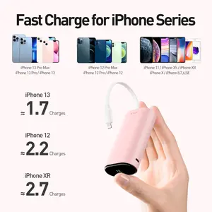 iWALK Power Bank Fast Charging 9600mAh,Ultra Compact Small Portable Charger with Built in 18W PD Cable & LED Display,[2024 Upgrade] PD Battery Pack Portable Charger Compatible with iPhone 14/13/12/XR