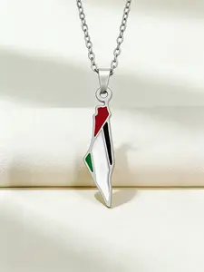 Fashionable Palestine Map Geometric Pendant Necklace, Women's Charm Necklace, Country Map Pendant, Unisex Jewelry for All, Necklace For Daughter