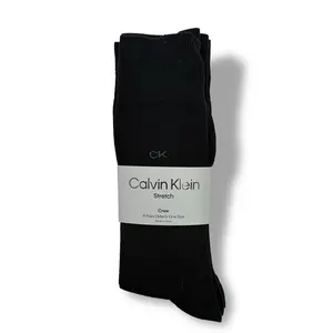 Calvin Klein Men’s 4-Pack Flat Knit Dress Crew Socks Stretch | Everyday Comfort