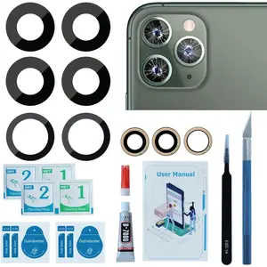 2 Sets Rear Camera Lens Glass Replacement with Adhesive Pre-Installed Compatible for  11 Pro / 11 Pro Max (3 Pieces/Set) with Repair Tools and Installation Manual