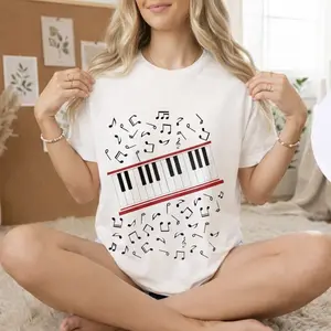 Beat It Michael Jackson Piano Shirt - King of Pop Music Notes Graphic Tee - Aesthetic Musician Gift - Vintage 80s Pop Culture Streetwear - Unisex Softstyle Tee