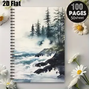 1 Spiral Coil Notebook 5.7x8.26 inch, Durable Binding, Perfect for Camping Journal, Travel Diary, Hiking Notes, Outdoor Adventure Log, Ideal Gift for Nature Lovers on Thanksgiving, Christmas, Birthday [2D] Flat