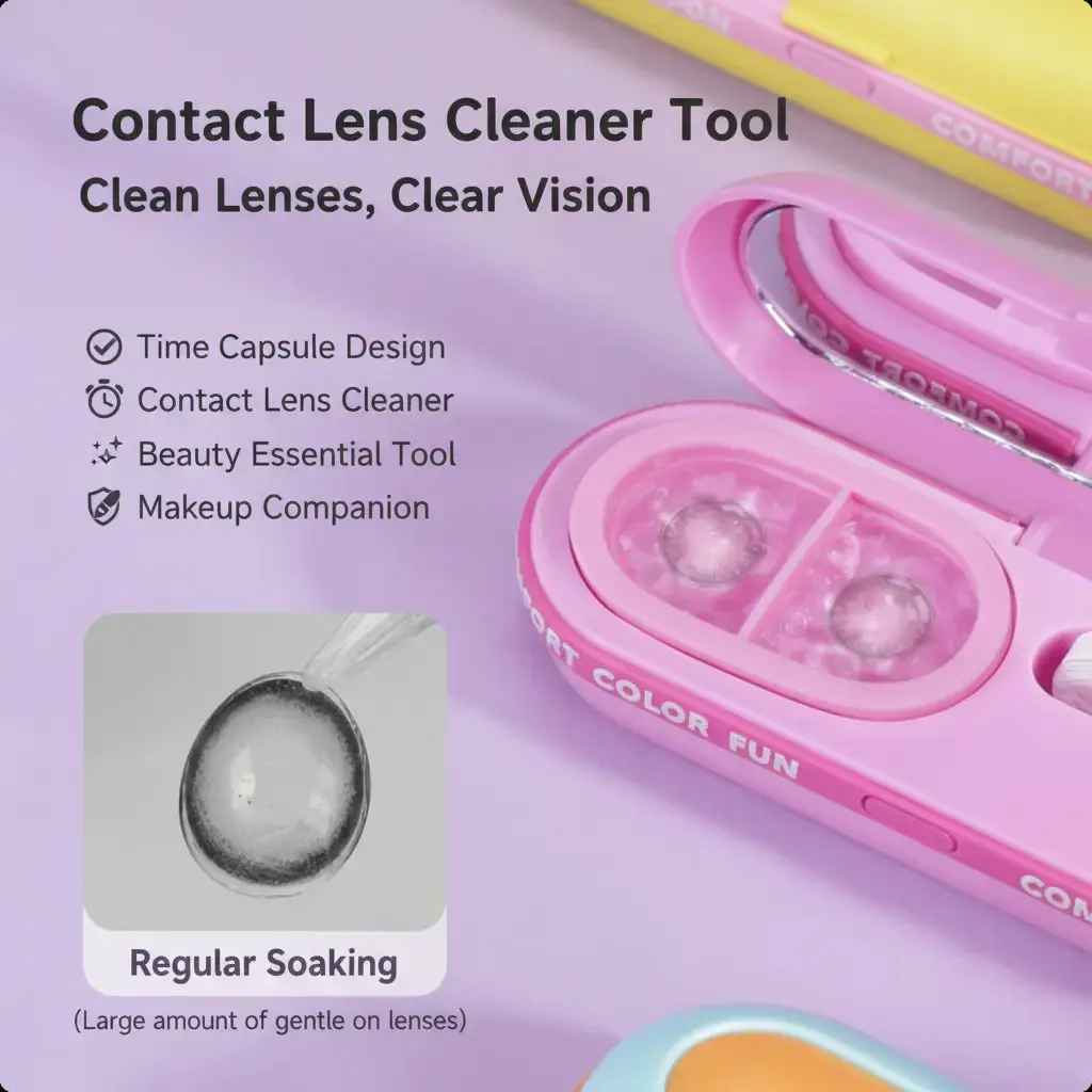 Contact Lens Cleaner Machine, Portable Automatic Cleanser for Daily Lens Cleaning and Maintenance, Time Capsule Travel Case, Time Capsule Invisible Lens Cleaner