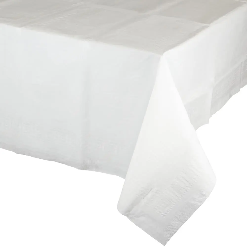 Sensations 338420 54 x 108 in. Paper & Polyethylene Rectangular Tablecover, White