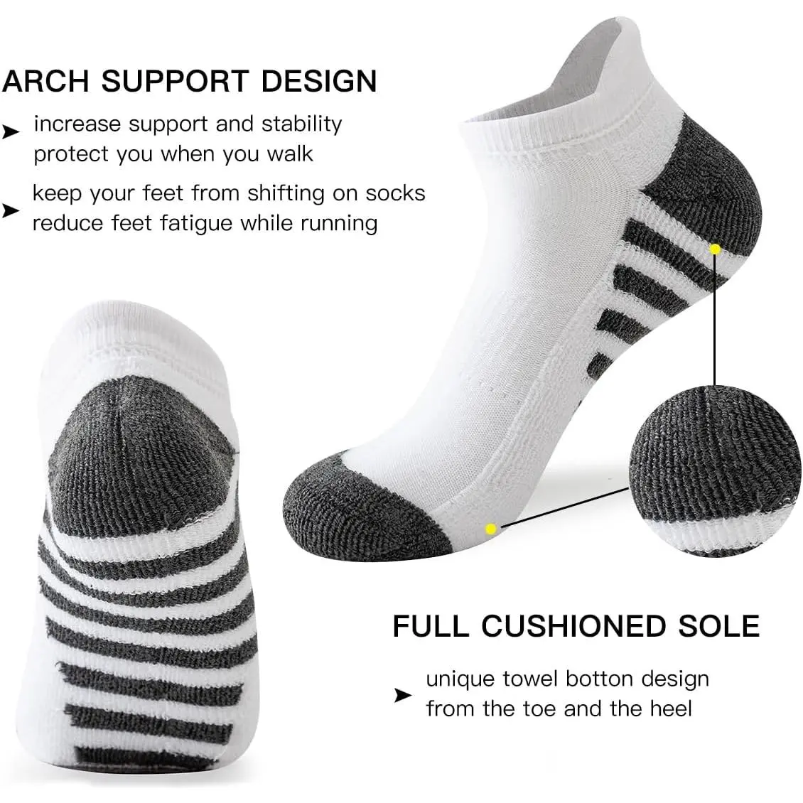 Men's Athletic Running Ankle Socks 10 Pairs Pack - Low Cut Breathable Workout Socks for Sports, Gym, Hiking, Comfortable Moisture-Wicking Lightweight Cushioned Socks for Men, Size 10-13 Men's Athletic Running Ankle Socks 10 Pairs Pack - Low Cut Breathable Workout Socks for Sports, Gym, Hiking, Comfortable Moisture-Wicking Lightweight Cushioned Socks for Men, Size 10-13