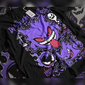 Gengar Ghastly T-Shirt, Ghost Type element Silhouette, Video Game T-Shirt, Japanese Anime, Birthday Gift Summer Streetwear