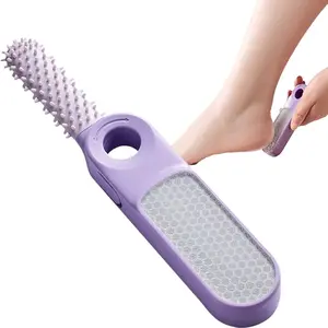 2 in 1 Toe Cleaning Brush& Foot File Callus Remover,Double Sided Callus Remover for Feet, Metal Foot Scrubber for Cracked Heel, Professional Foot Scraper Rasp Pedicure Tool to Remove Hard Skin