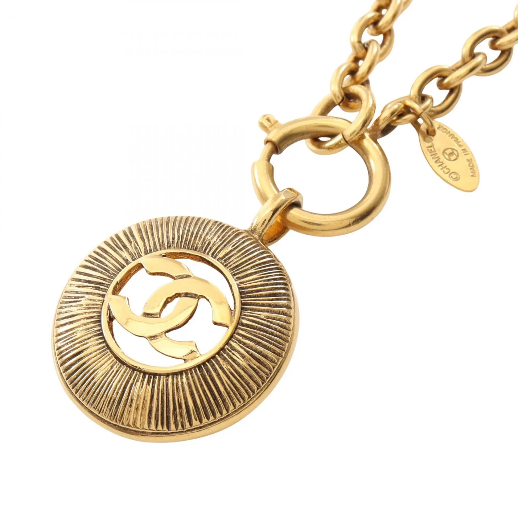 Pre-owned CHANEL Gold-plated Small Leather Goods Coco Mark Necklace