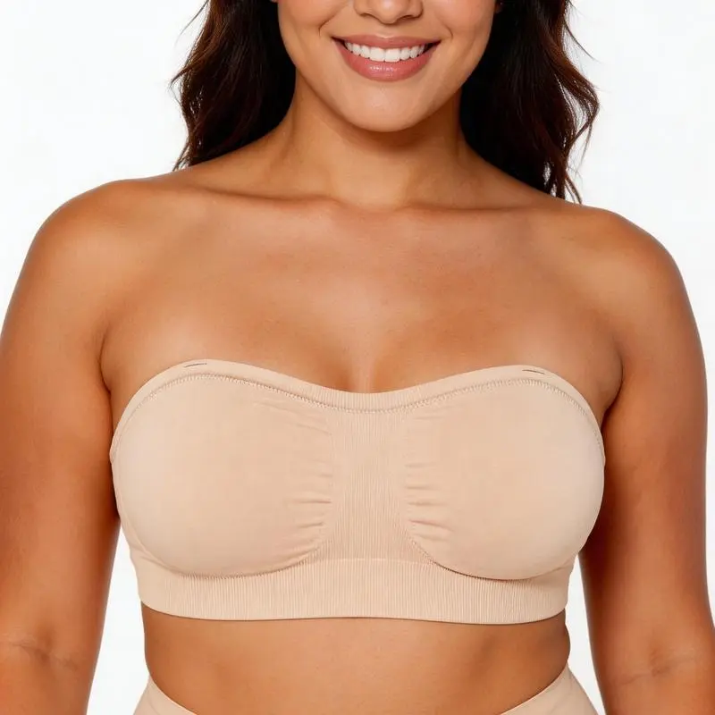 FeelinGirl #live Truekind Convertible Strapless Bandeau Bra with Wireless Comfort, Anti-Slip Grip & Removable Straps Seamless Daily Bras Adjustable Straps Soft Fabric Basic TiktokSuperBrandDay