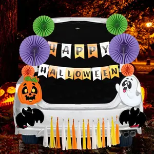 Halloween Pumpkin Sticker Halloween Trunk Decoration Set Banner
