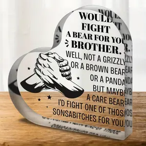 Heart Shaped Acrylic Plaque for Centerpieces Decorations, Letter Pattern Ornament, Decorative Keepsake for Brother, Perfect for Birthday Gift, Indoor Home Decoration