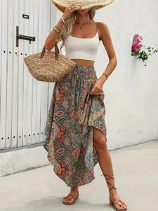 Slimming Vacation Style Ceiling Dressing, Relaxing Holiday Look, Comfortable and Stylish, Perfect for Casual Wear, Ethnic Loose Skirt Women