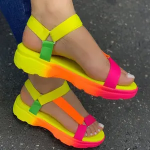 Beach Shoes Woman 2025 Summer Sandals Woman Non-Slip Casual Multi Color Shoes Fashion Solid Open Toe Sandals Daily Comfortable