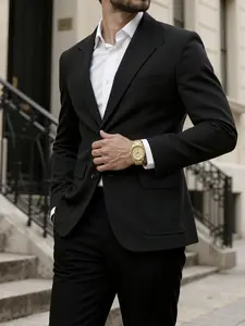 Men's Casual Fitted Blazer Jacket, Plain Color Regular Fit, Wedding Banquet Celebration Formal Evening Wear, All Seasons Fashion
