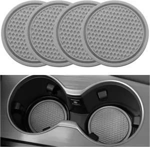 Car Essentials Cup Coaster, 4PCS Universal Auto Non-Slip Cup Holder Embedded in Ornaments Silicone Coaster, Car Interior Accessories Sets for Women and Man Interior Sets, Spring Gift