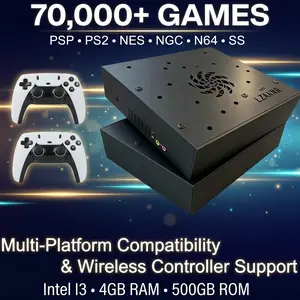 Mini PC Game Console for TV,  Plug & Play HDMI Gaming System, 4GB RAM 500GB Storage, Supports PS2 Wii NGC N64 PSX Arcade Games