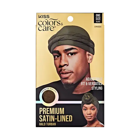Kiss Colors & Care Premium Satin-Lined Halo Turban - Olive | Hair Turban, Hair Accessories
