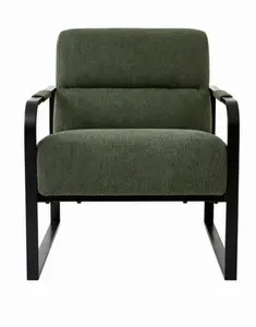 Atlas Luxe Olive Green Bouclé Accent Chai