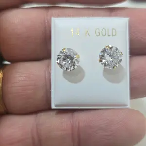 14K Gold Earrings with Sparkling CZ Stones for Everyday Wear