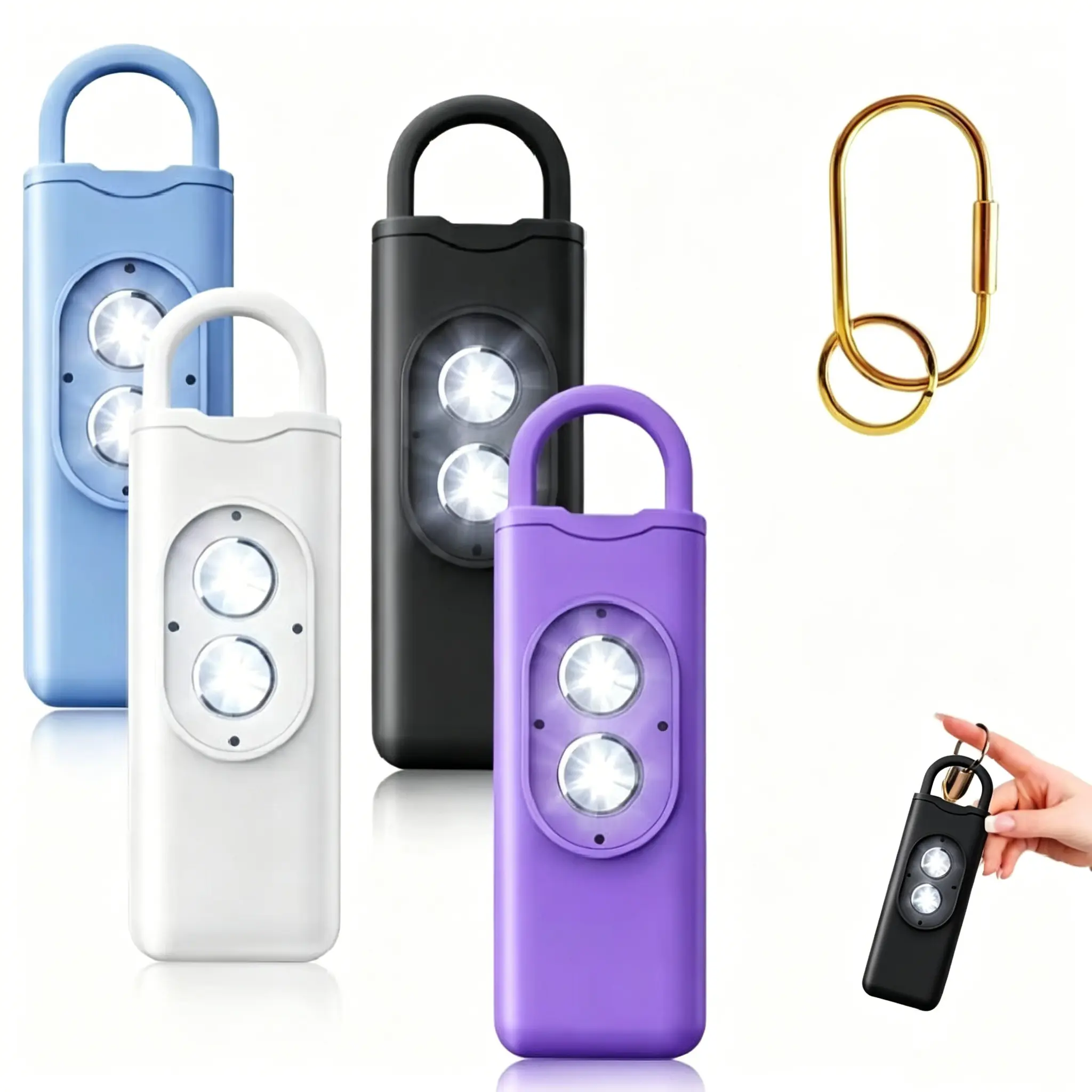 Portable 130dB Emergency SOS Alarm Keychain Dual Strobe Light Personal Safety Self Defense Tool For Outdoor Daily