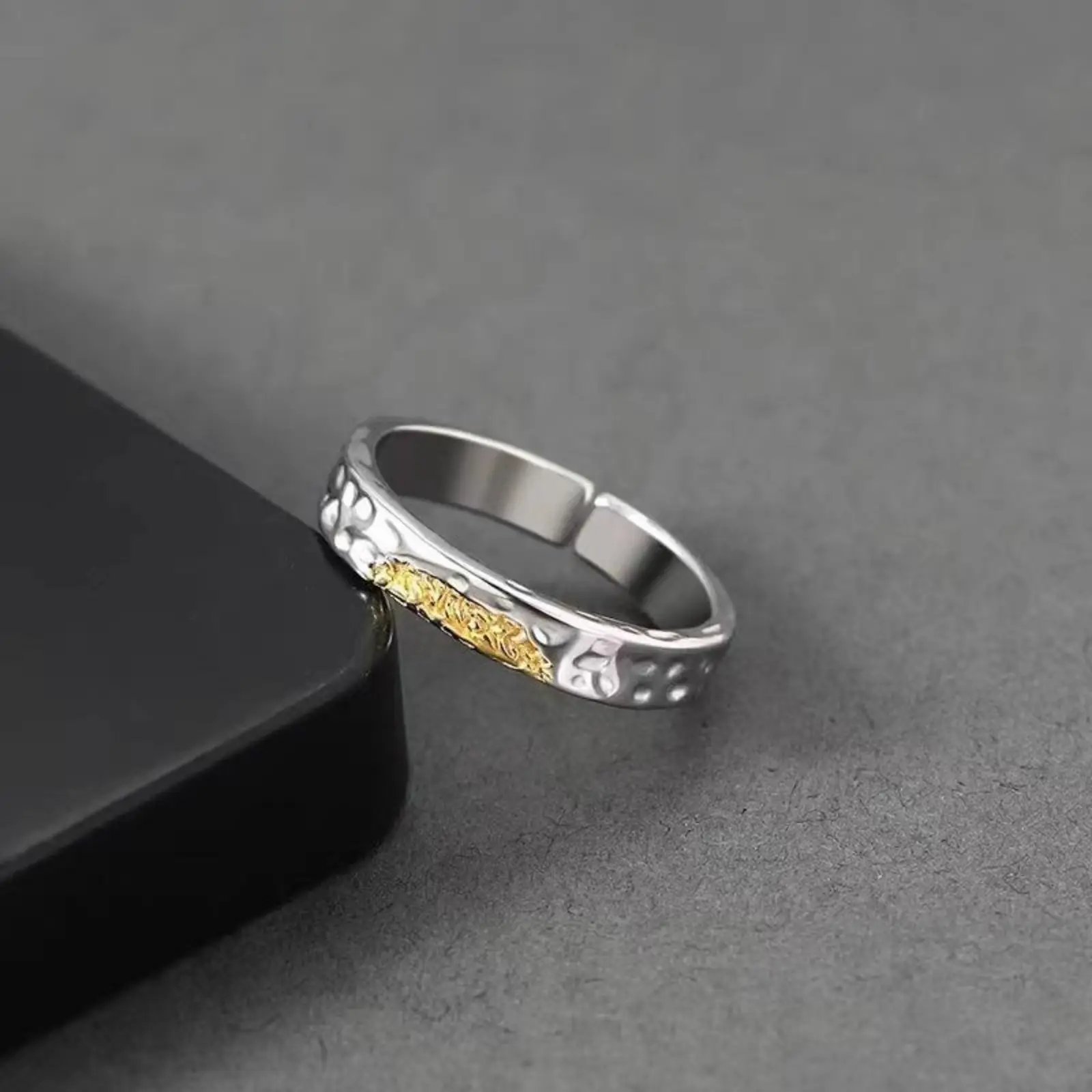 【JOYCE DESIGN】Men's ring fashion women's single ring personality simple cool style open alloy index finger ring contrast color fashionable and versati