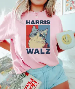 Harris Walz 2024 Cat Shirt, Election 2024 Shirt, Political Shirt, Kamala Harris Shirt, Presidential Election 2024, Democrat Shirt