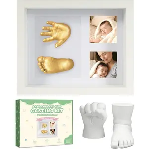 Hand and Foot Casting Kit with Shadow Box Frame(11x9 Inch),  Foot Casting Kit Ideal for  Keepsakes,  Shower,  Gifts,  First Birthday