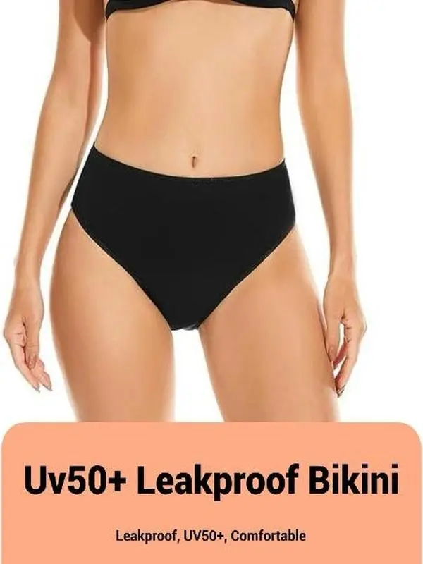 LEOVQN Leakproof Period Bikini Bottoms UV50+ Waterproof Menstrual Swimwear for Women Teens Light Flow Beach Pool