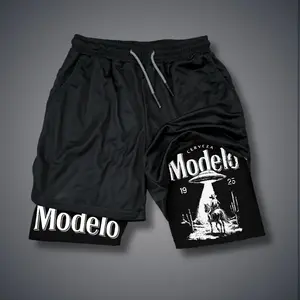 [Viral] 80s 90s Double-Layer Sports Shorts Graphic Shorts Black Camo Streetwear Shorts Men Outfits Men Vacation Outfits Shorts
