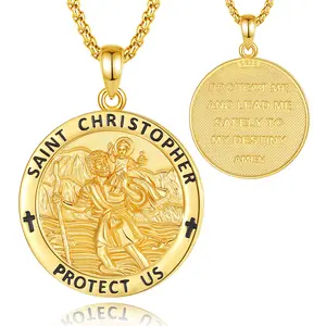 Eudora S925 Sliver Saint Christopher Necklace Collection Rotatable St Christopher Pendant Travel Protection Charm With Chain Protect US Prayer Golden Jewelry Gift