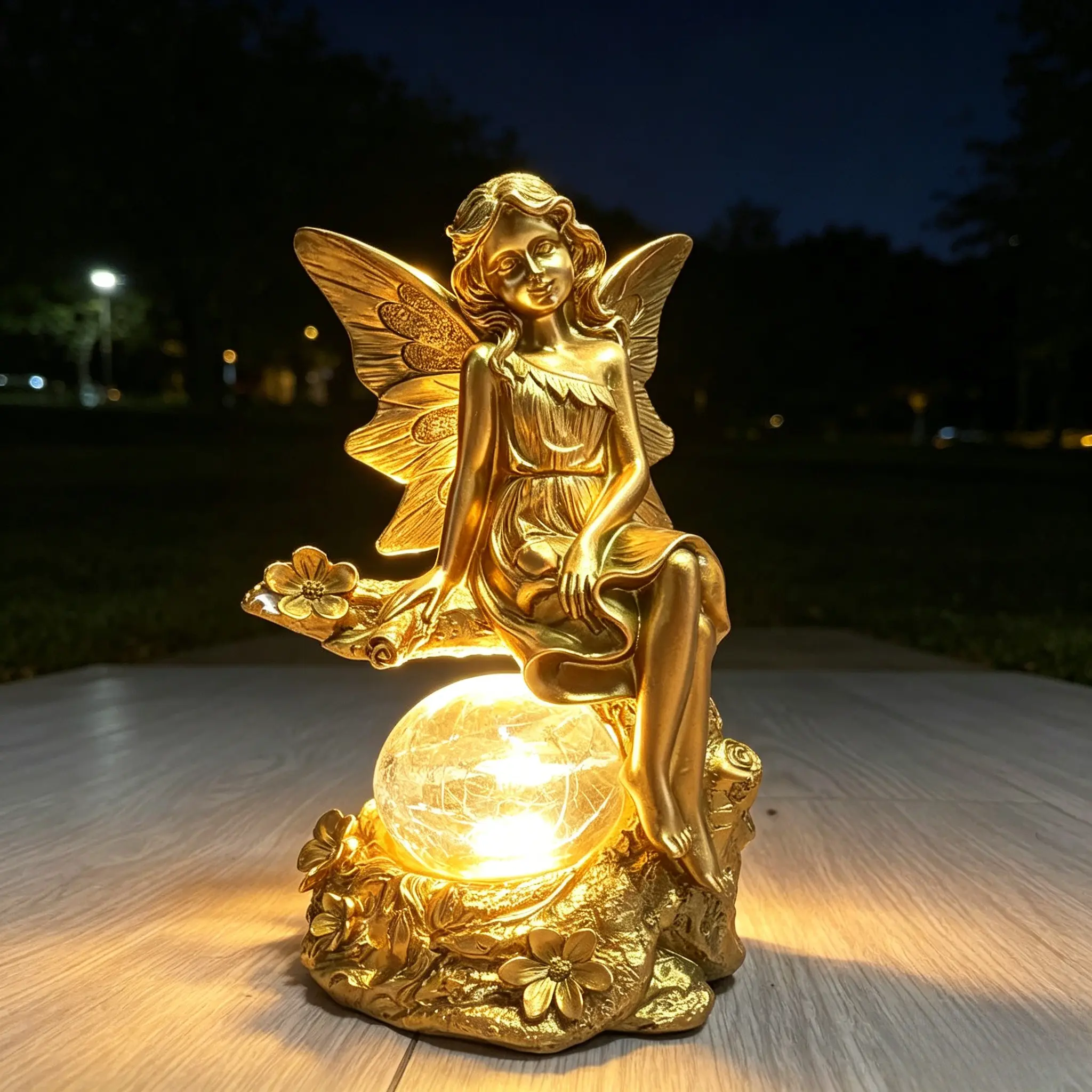 Whimsical Outdoor Solar Lantern - 9 Inches Crushed Glass Ball Decorative Lamp, Variable-Color, 4-8 Hours Runtime, Suitable for Home Corridor & Garden Decoration