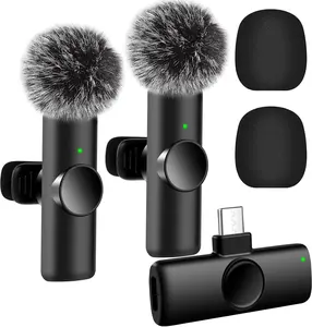 2 Pack Type C Mini  Lavalier Microphone for  15 & Android Devices,  Clear Sound Quality with Noise Reduction Lapel Microphone Plug-Play for Podcast Vlog YouTube