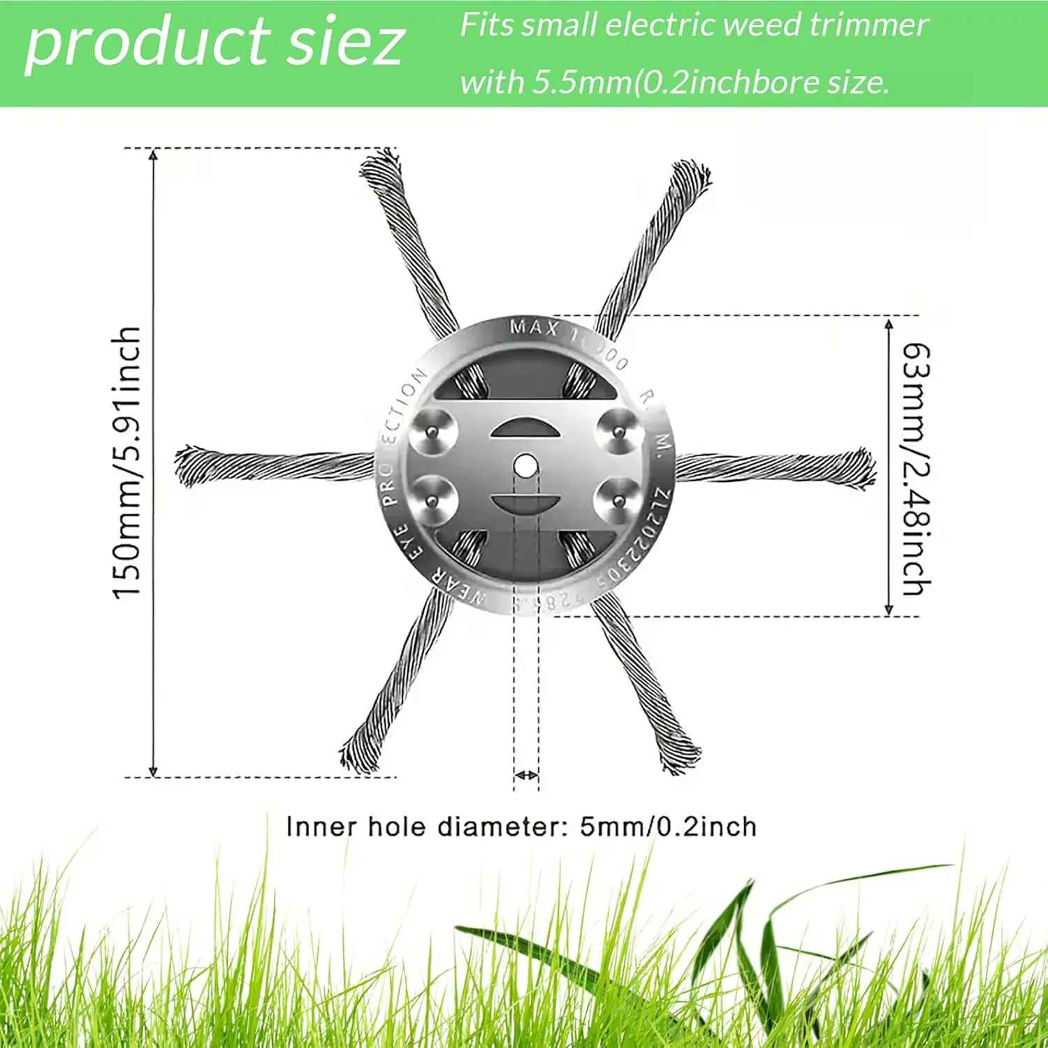 2026 New Universal Steel Wire Grass Trimmer Head, Quick Release For Brush Cutter & Eater, 6 Inches Universal For Electric Battery Powered Cordless String Trimmer