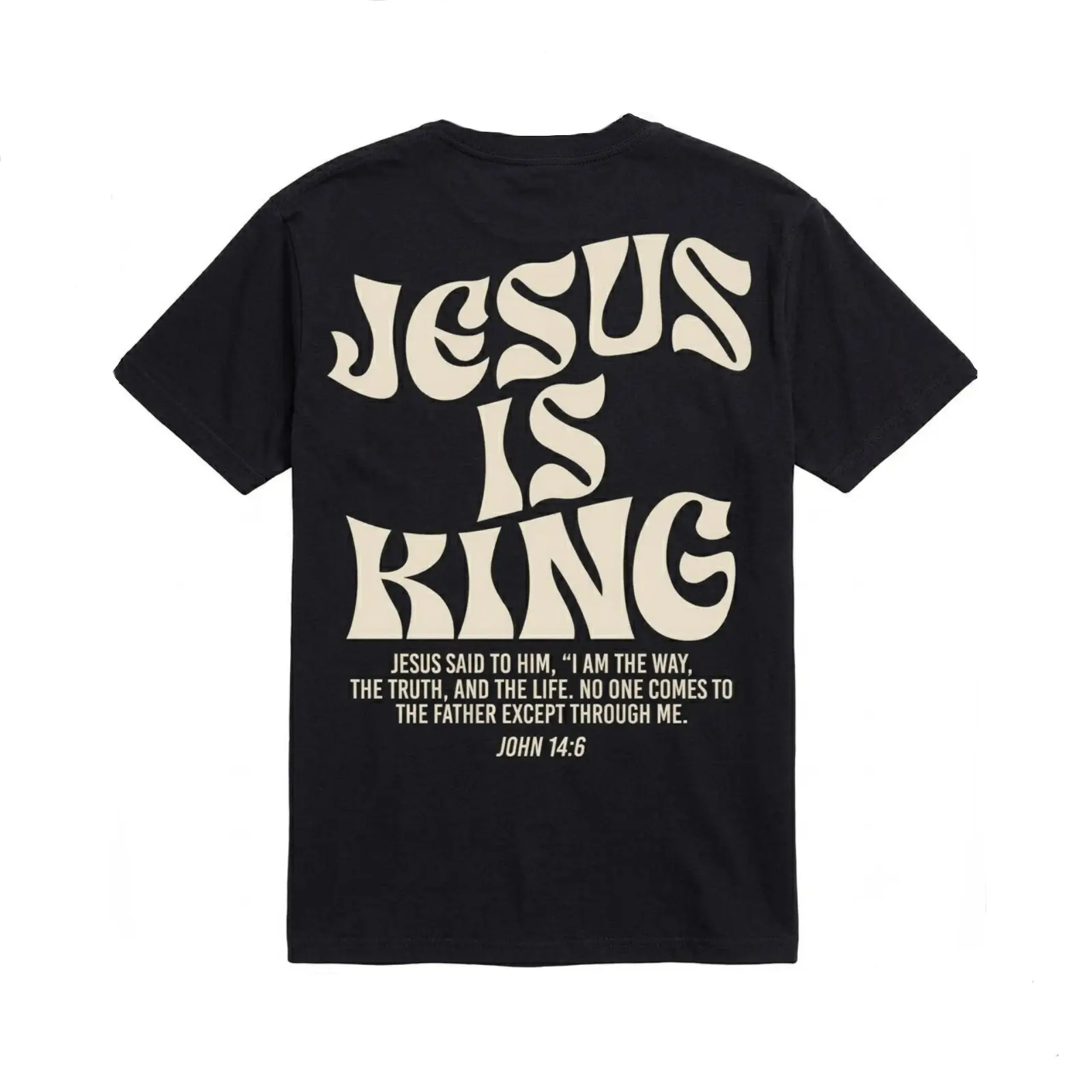 Women's Boxy Fit Christian T-Shirt with 'Jesus Is King' Embroidered Bible Verse, Unisex Breathable Cotton Round Neck Top, Tops, Shortsleeve, Style, Everyday, Casual, Tee, Bible Verse Art