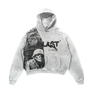 Style Retro Hoodie With Gothic Alphabet Blast Print And Skull Pattern For Men - Sweaters, Menswear Casual Cotton