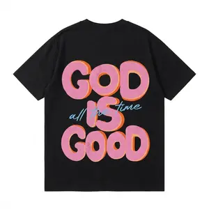 230G Washed Pure Cotton T - Shirt, Men'S Casual Fashion, With 'GOD IS GOOD All The Time' Words Print, Outdoor Sports T - Shirt |     Loose Fit |     Soft Knitted T - Shirt