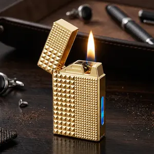 【Best Gift Choice 】 Intellegent Voice-Activated Metal Lighter (Fluid Not Included) 4 Ignition Modes,  USB Rechargeable – Smart Windproof Lighter for BBQ, Candles, Outdoor Use, Men's Gift