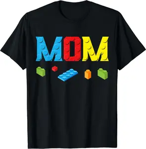 Mom Master Builder Building Bricks Blocks Family Set Parents T-Shirt Cotton Menswear