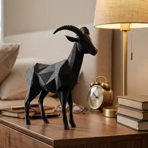 Goat Figurine, Geometric Mountain Model, Minimalist Animal Decor, Modern 3D Printed Art