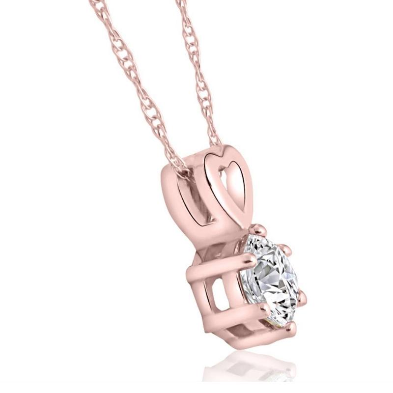 1/2Ct Diamond Solitaire Heart Pendant Necklace in White, Yellow, or Rose Gold