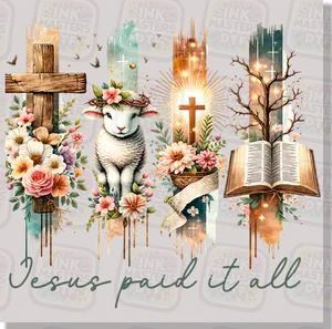Jesus Paid It All The Lamb Cross Bible Easter DTF Transfer