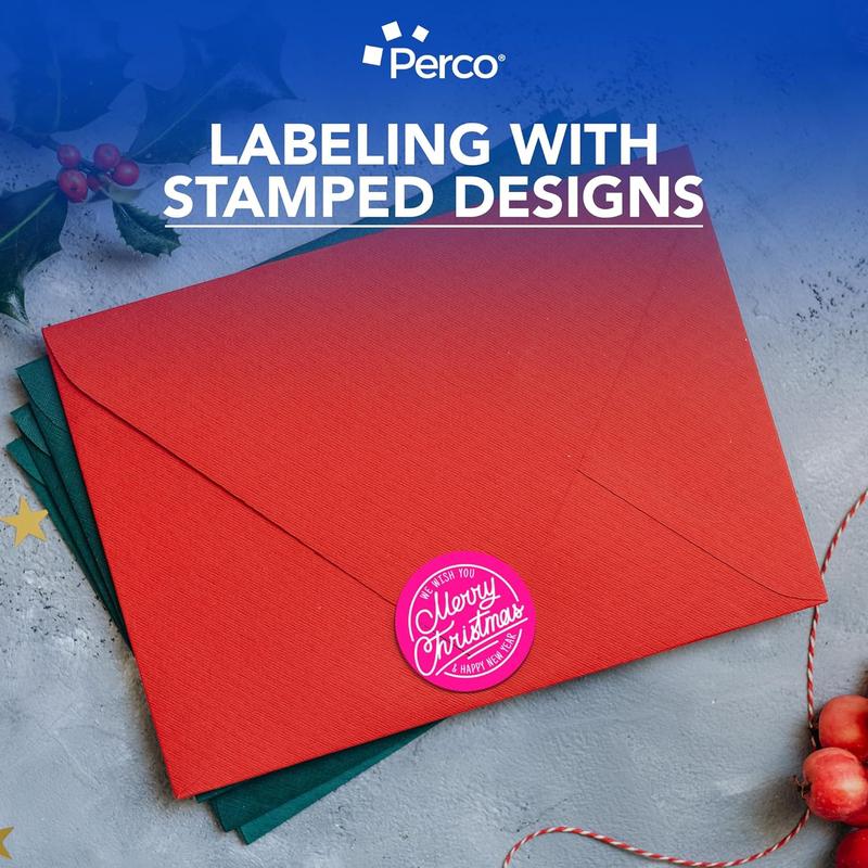 Perco 3-Inch Round Circle Dot Sticker Labels with Easy Peel Perforation - 500 Labels per Roll Strong Adhesion Vibrant Colors for Organizing Crafting & More Made in USA