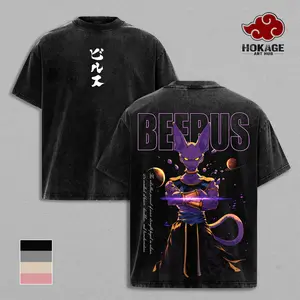 Beerus - DBZ God Of Destruction Double Printed Graphic Tee, Oversize Vintage Streetwear For Men, Heavy Cotton Unisex Shirt, Gift For Anime Lovers And DBZ Fans